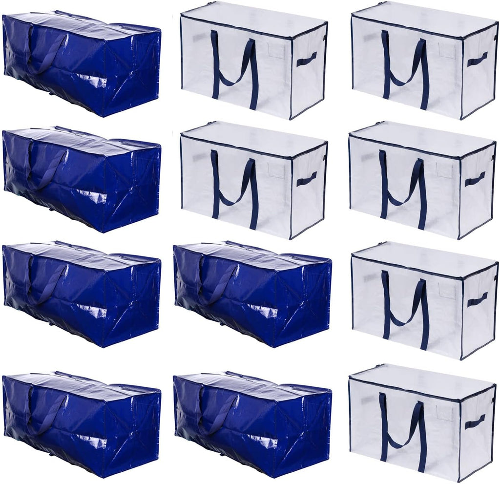 VENO 12 Pack Heavy-Duty Moving Bundle (6 Pack Extra-Large Moving Bag w/Backpack Straps + 6 Pack Extra-Large Storage Moving Bag w/Label Pocket)