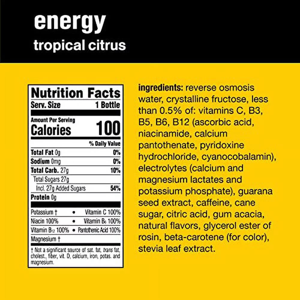 Vitaminwater Energy Electrolyte Enhanced Water Tropical Citrus, 20 Fl Oz, 12 Pack U81305