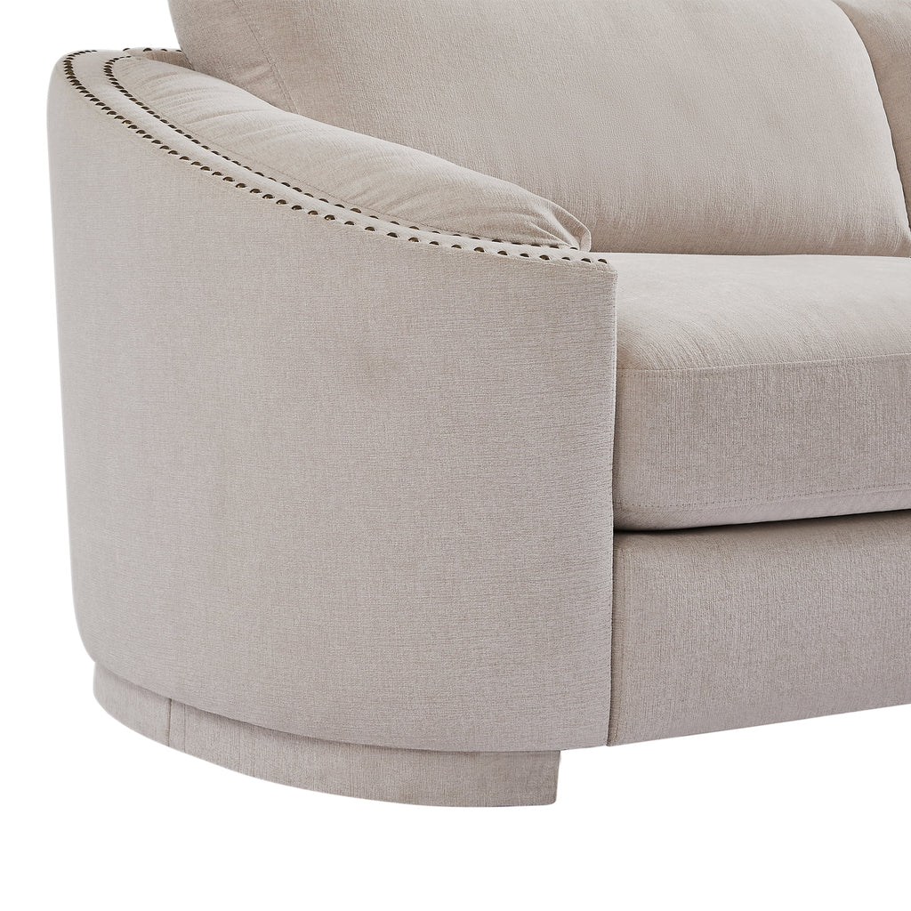 KAMIDA 3-Seater Upholstered Sofa Couch with Semilunar Arms, Beige V218