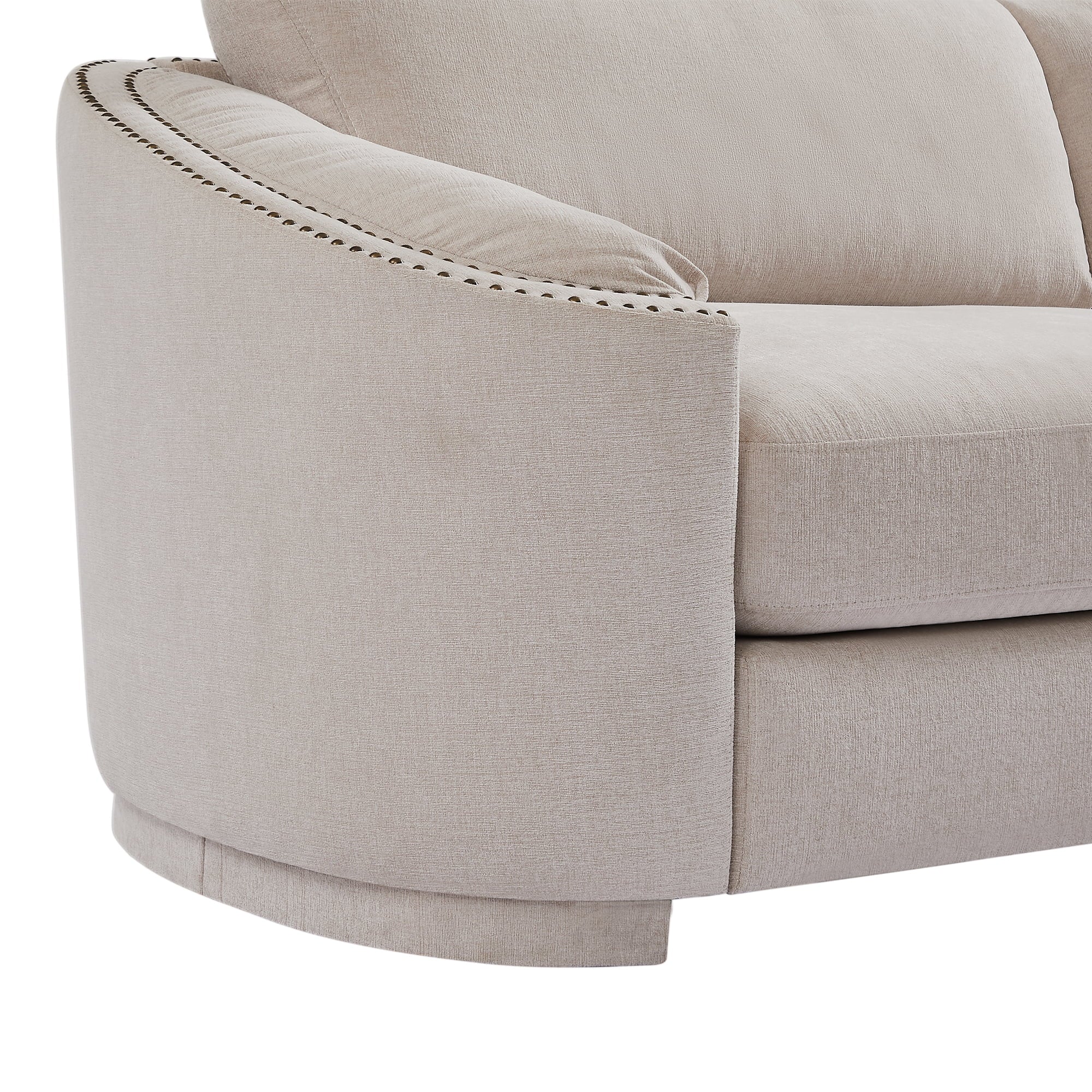 KAMIDA 3-Seater Upholstered Sofa Couch with Semilunar Arms, Beige V218