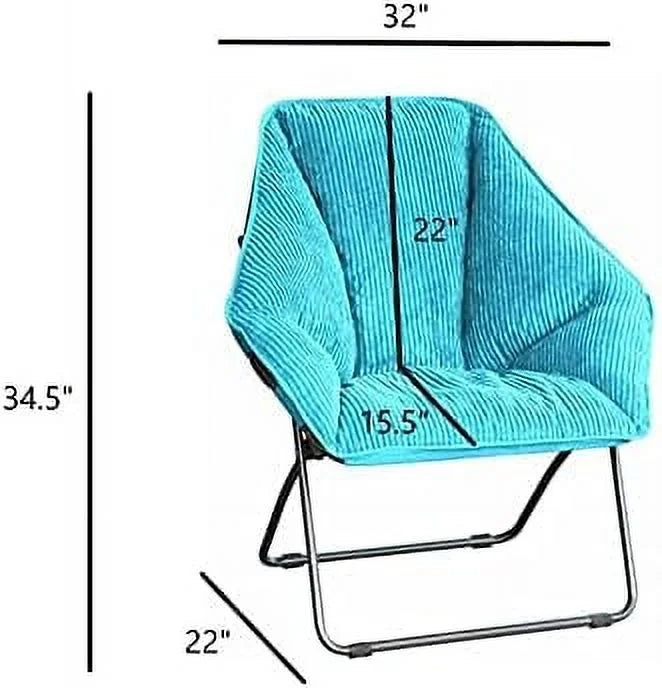xrboomlife Limited Portable Foldable Hexagon Plush Accent Chair Teal Corduroy G5627