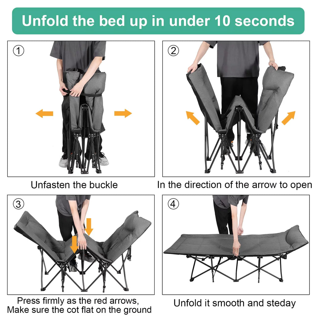 Folding Camping Cot with Pillow for Adults & Kids Q218