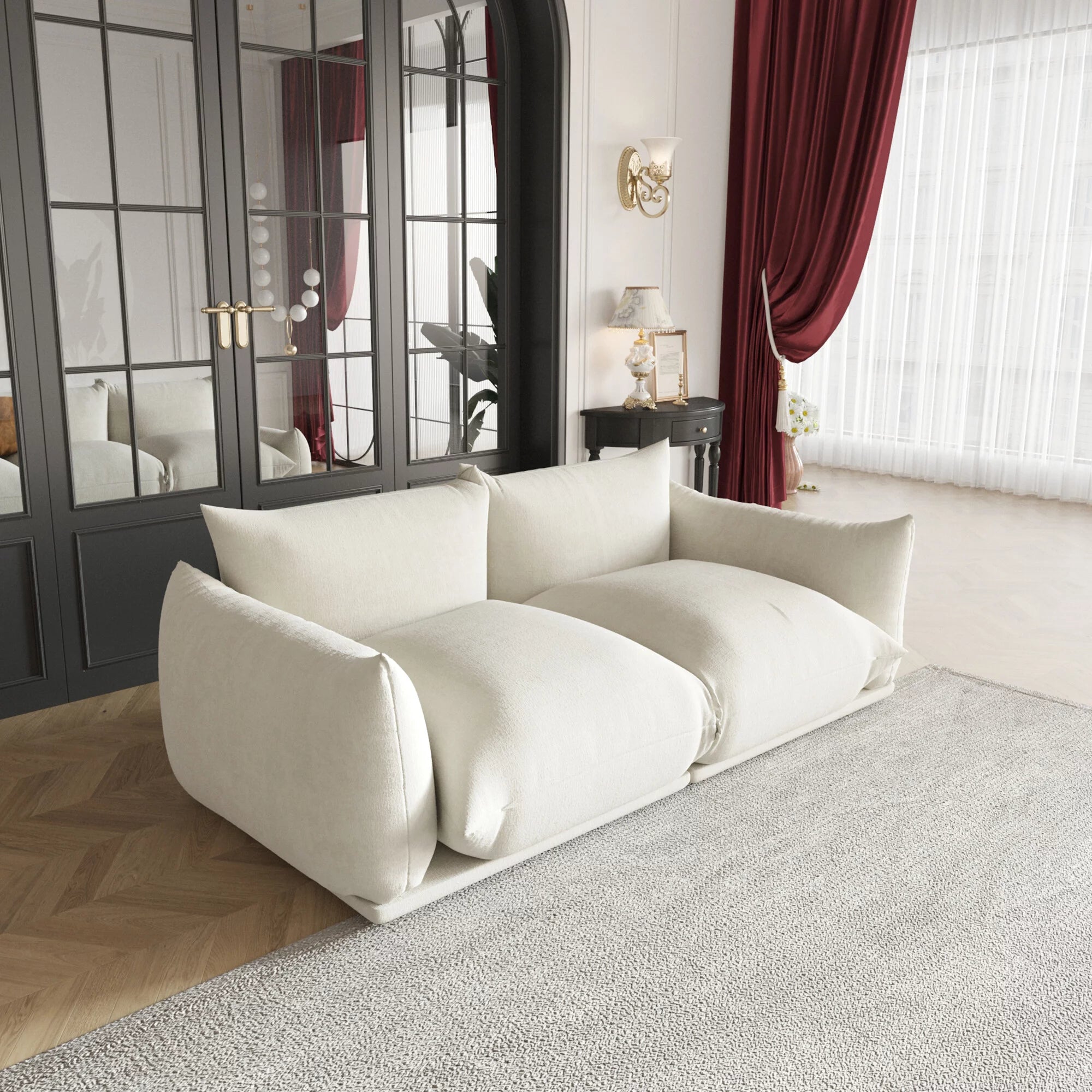 Magic Home Convertible Modular Sectional Sofa Chenille Couch Beige O56890