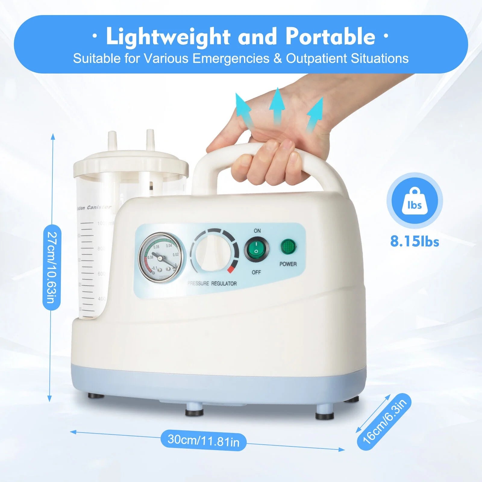 Portable Medical Vacuum Aspirator Machine 1000ML Suction Unit T885553