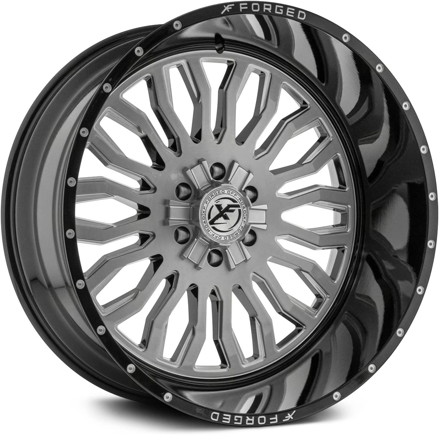 XF Offroad 305 Custom Wheel - 20x9, 20 Offset, 6x135 Bolt Pattern, 108mm Hub - Milled Brushed with Black Lip Rim