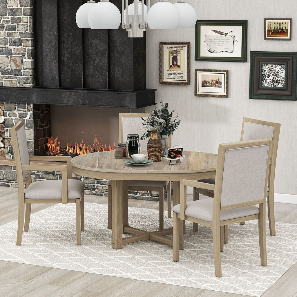 5-Piece Extendable Wood Dining Table Set A262