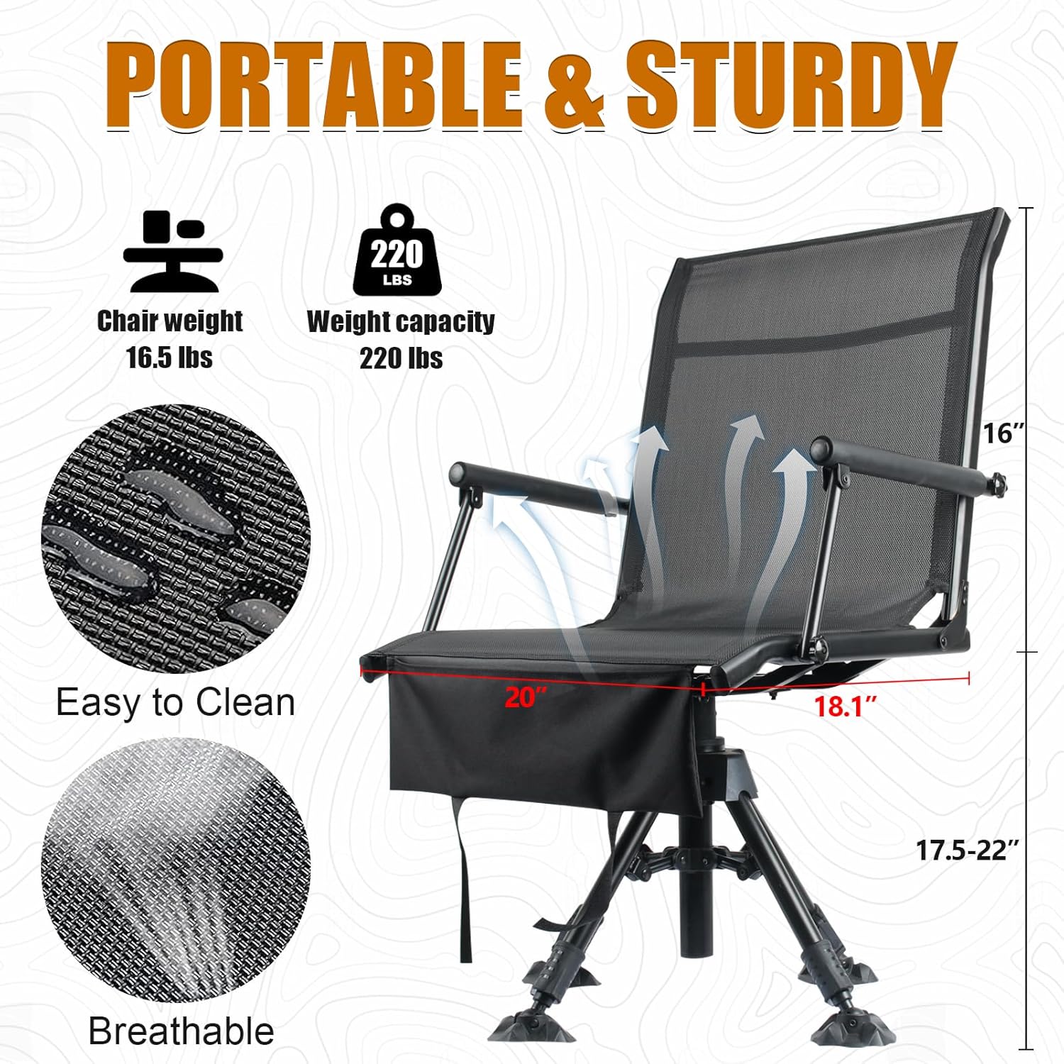 Folding Hunting Blind Chair with 360 Degree Swivel and Adjustable Height H158830