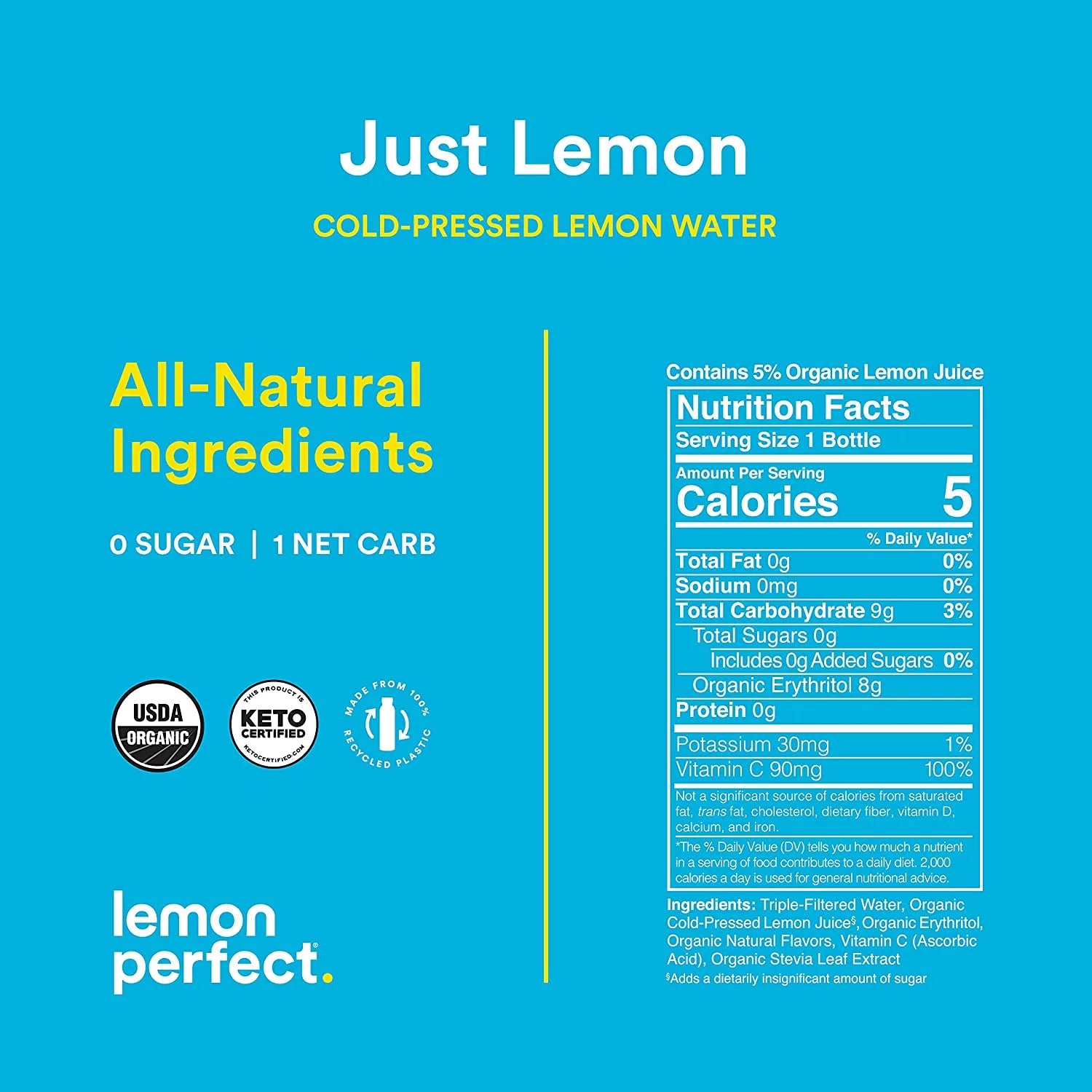 Lemon Perfect Just Lemon Cold-Pressed Lemon Water, 12-Pack, 12 fl oz E22781