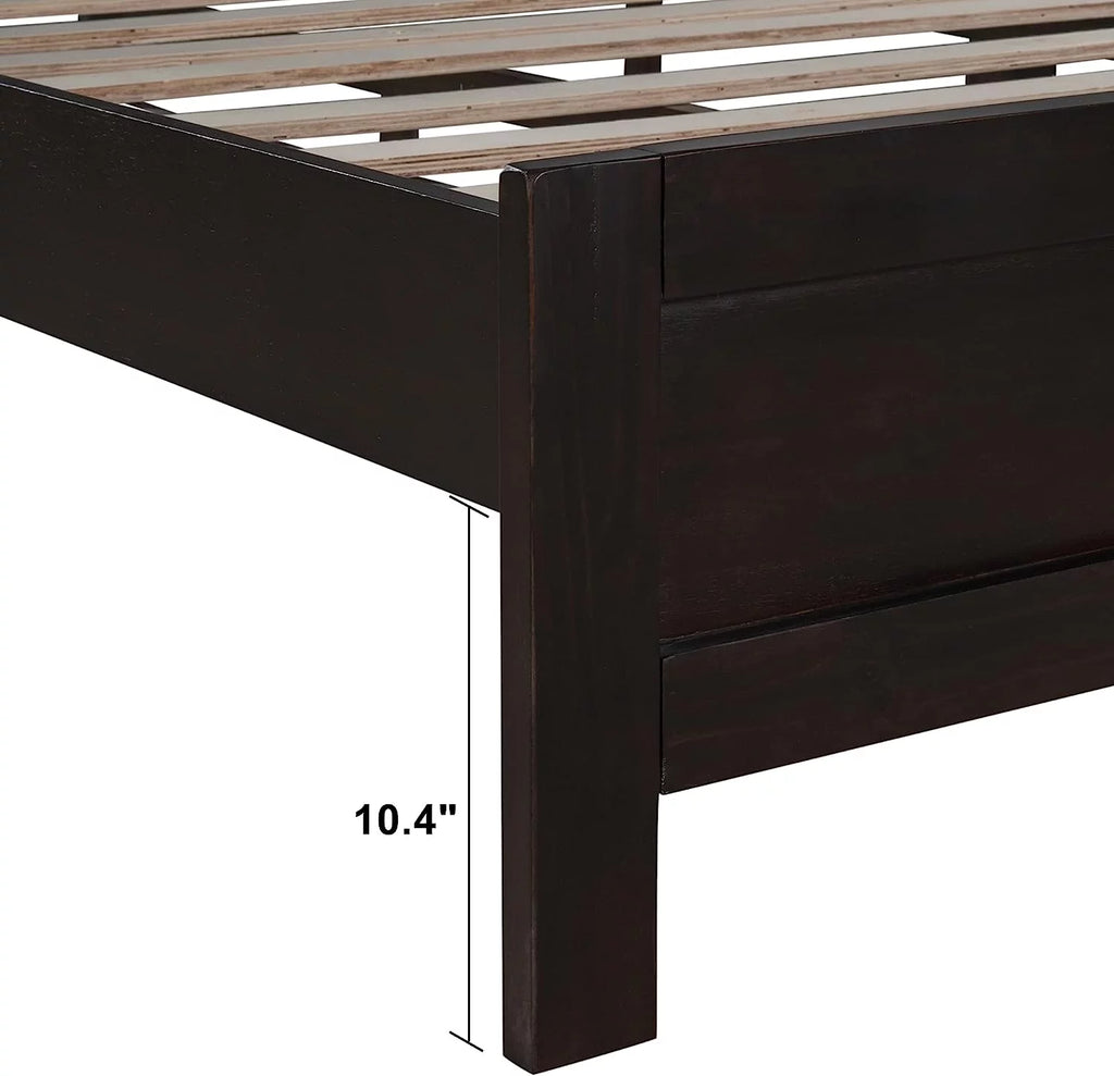 Solid Wood Platform Bed Frame with Headboard, Espresso L977174