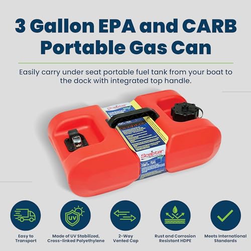Scepter 08667 9 Gallon Low Profile Marine Fuel Tank for Outboard Boats, Red P8527