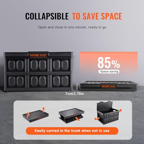VEVOR 45L Collapsible Storage Bins with Lids, 3 Packs, Stackable Q89412