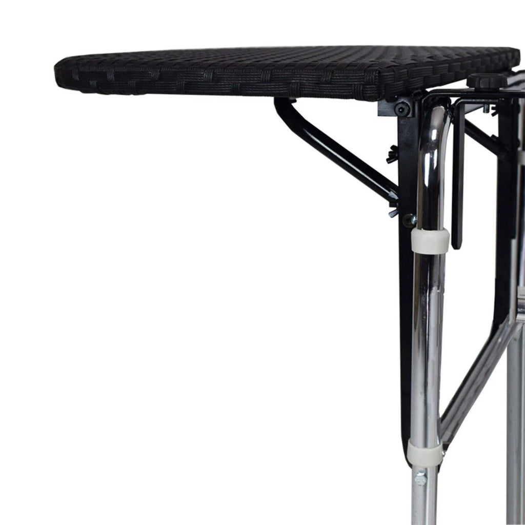 Oakland Living Wicker Metal Foldable Balcony Table with Adjustable Clamps - Black Z5967