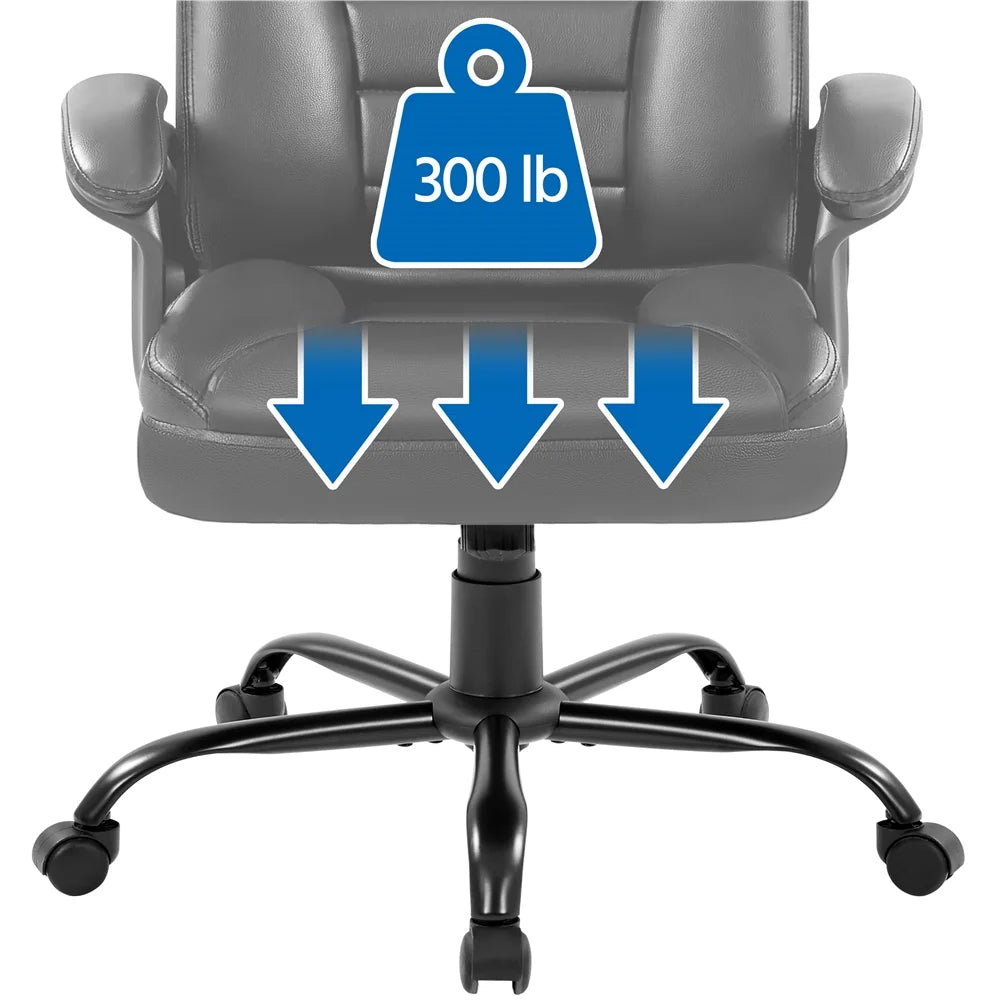 Topeakmart Faux Leather Executive Office Chair with Headrest, Black W2401