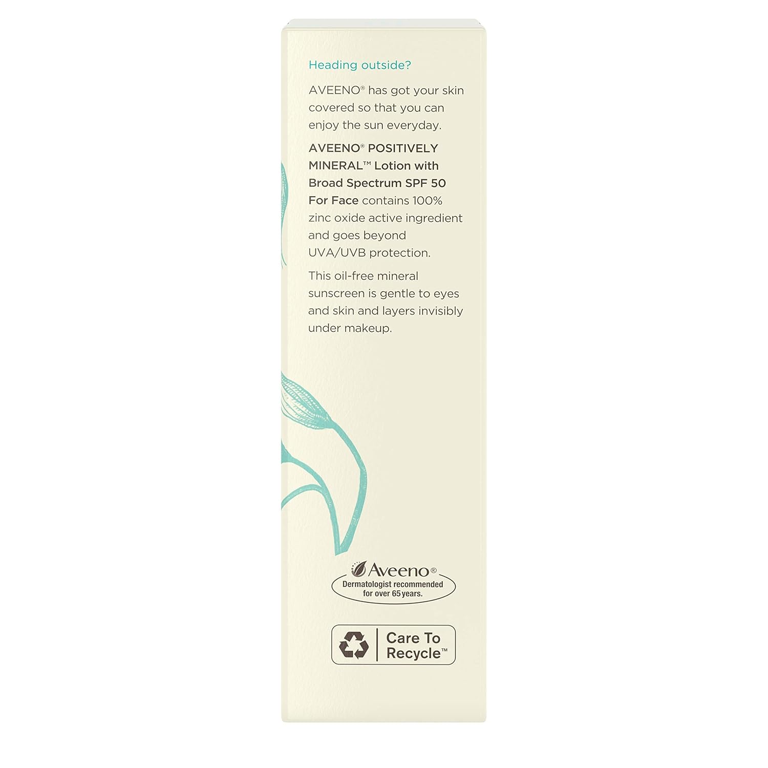 Aveeno Positively Mineral Sensitive Skin Daily Sunscreen Lotion SPF 50, 2 fl oz A358