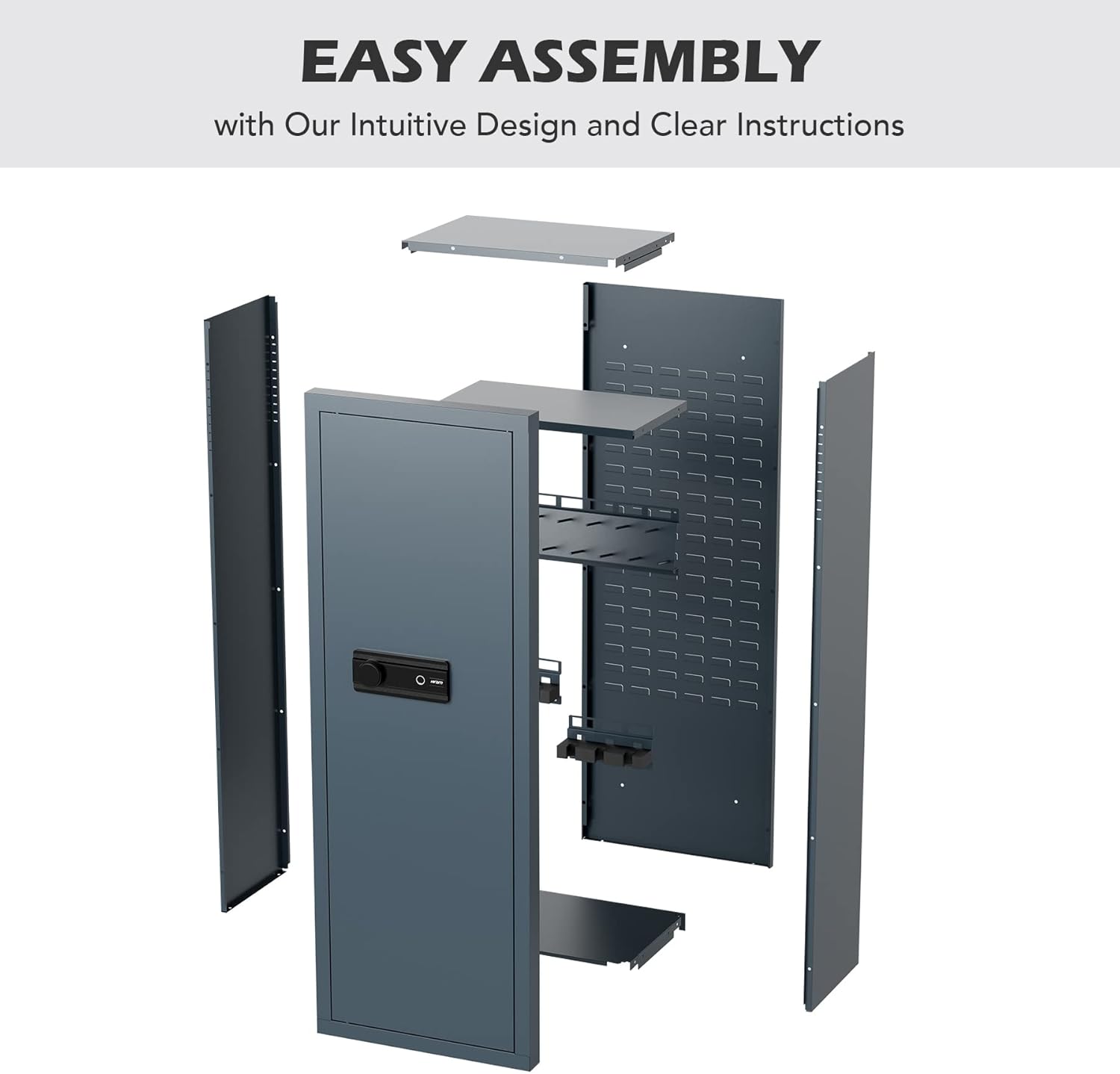 HIRAM Large Gun Safe for Rifles and Pistols, Biometric Fingerprint Lock, 6 Long Guns 12 Handguns D6547