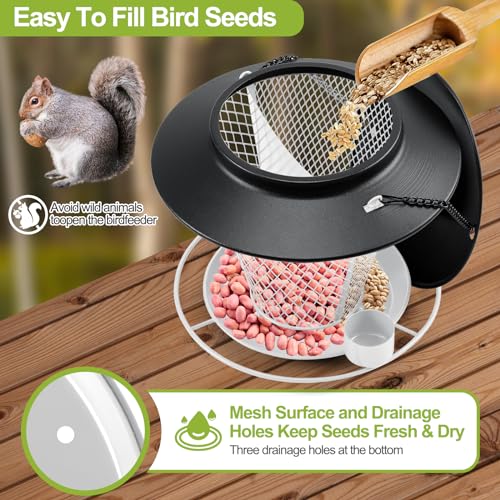Red Metal Hanging Bird Feeder for Outdoors K14119