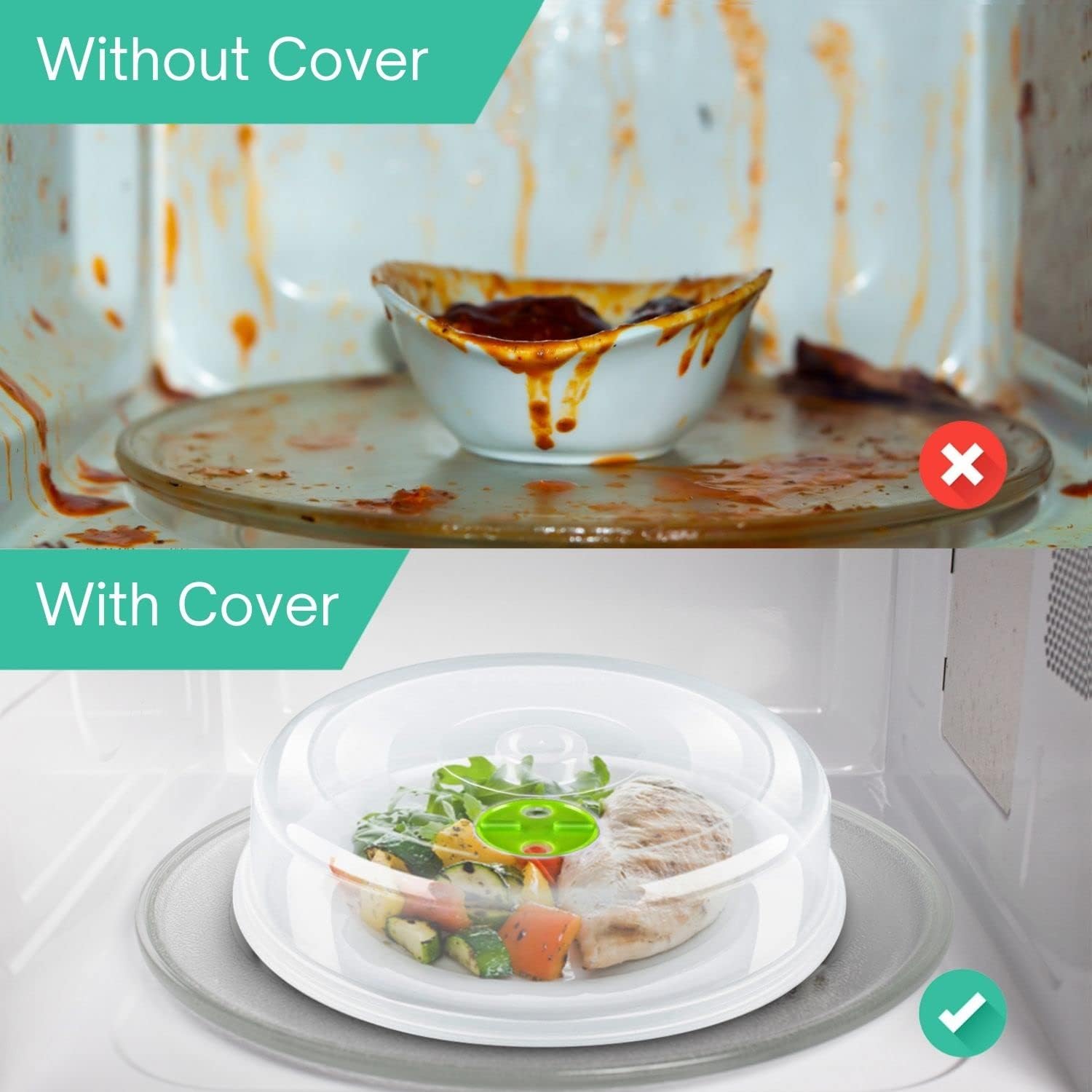 Flexzion Microwave Food Splatter Guard Cover (Set of 5, Green) P847541
