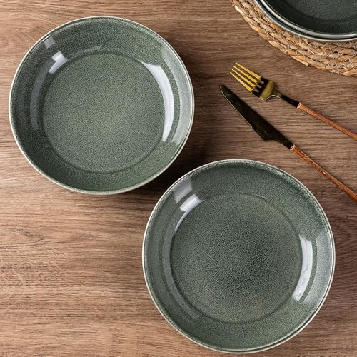 AmorArc 8.5" Ceramic Pasta Bowl Set of 6, Ocean Blue, Microwave Safe Y95074