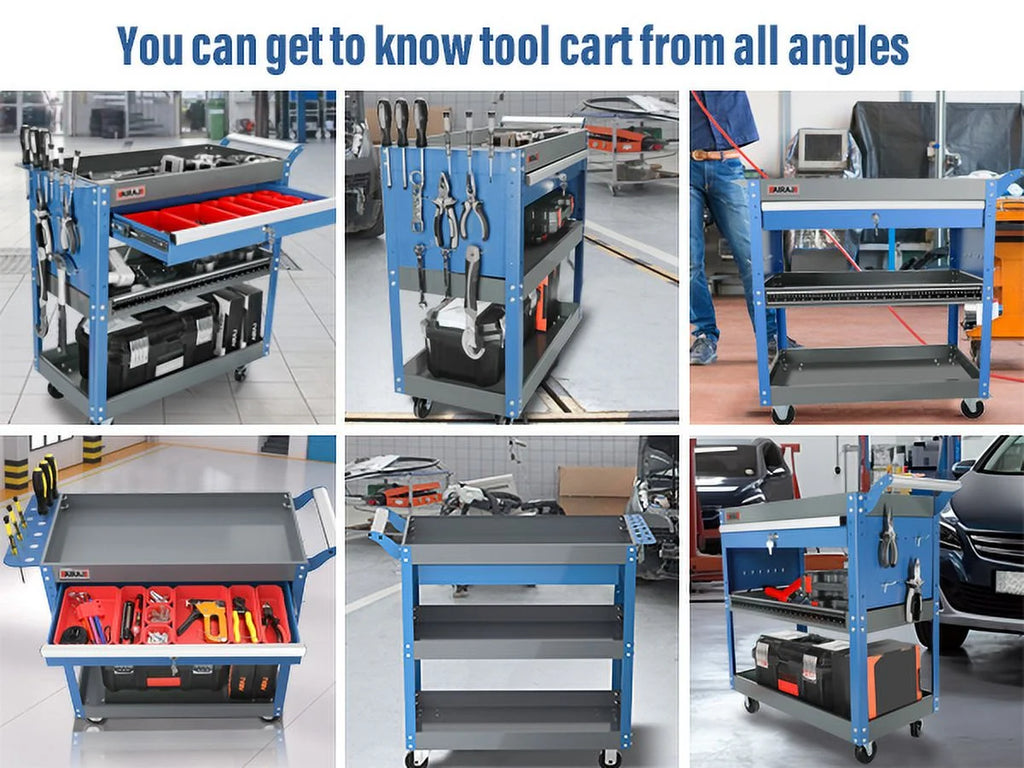 AIRAJ Tool Trolley with Ergonomic Handles and Rubber Brake Wheels M137