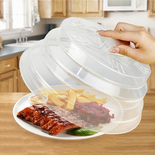 Microwave Cover for Food 2PCS Microwave Splatter Cover Large Microwave Plate Food Cover With Easy Grip Handle Anti-Splatter Lid With Enlarge Steam Vents,11.5 Inch,BPA Free & Dishwasher Safe 2-PCS