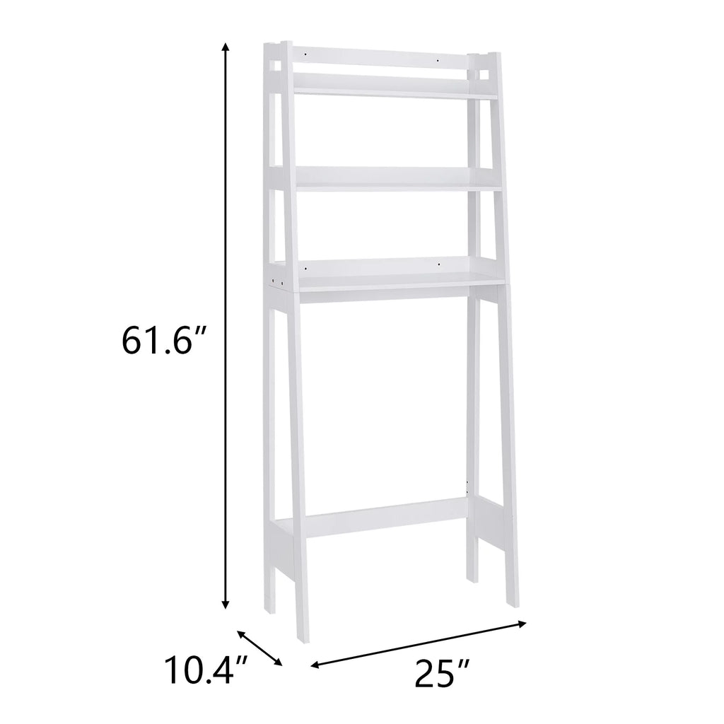 ZENY Over-The-Toilet Storage Shelf 3-Tier Wooden Bathroom Organizer White F420371
