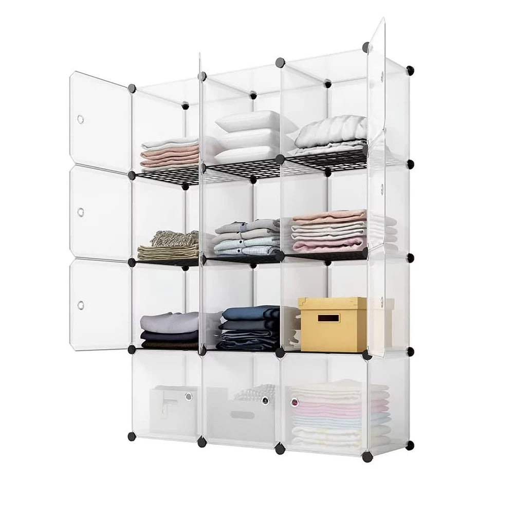 12-Cube Bookshelf Closet Organizer Storage Shelves, White E119