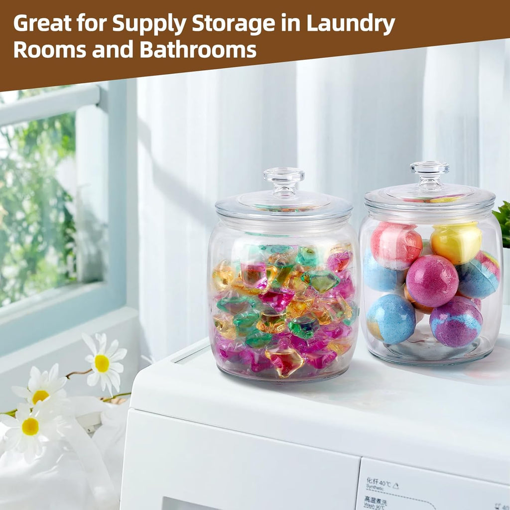 2 Pack Glass Jar with Lid, 71 oz Wide Mouth Cookie Jar for Kitchen Storage G928