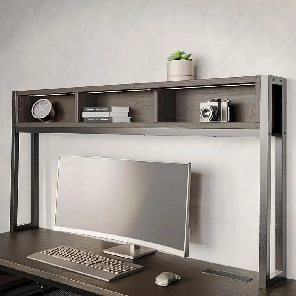RUNFAYBIU Computer Desk with Monitor Stand and File Cabinet, 104" L-Shaped Gaming Desk with RGB LED Lights Z191630