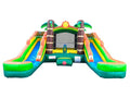 Pogo Bounce House Crossover Tropical Inflatable Bounce with Double Inflatable Water Slides for Kids, 16.5 x 15 x 11 Foot, Bouncy House, Commercial Outdoor Party Bouncer with Blower, Stakes, Bag