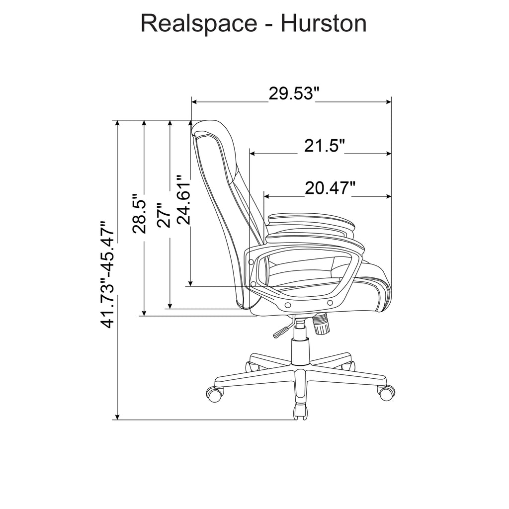Realspace Hurston Bonded Leather High-Back Executive Chair, Black F64468