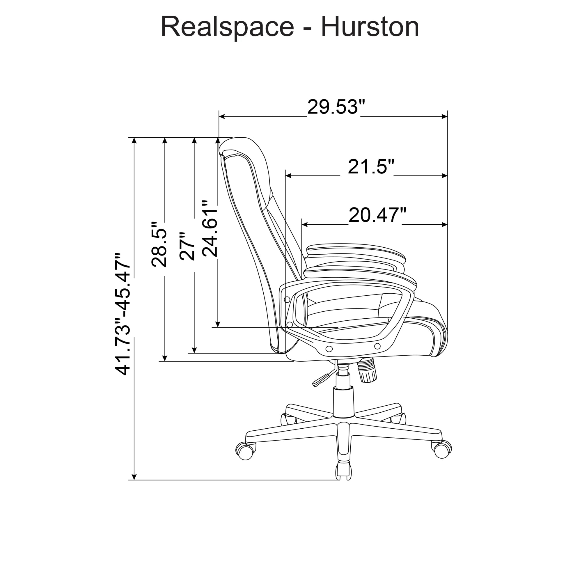 Realspace Hurston Bonded Leather High-Back Executive Chair, Black F64468