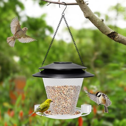 Red Metal Hanging Bird Feeder for Outdoors K14119
