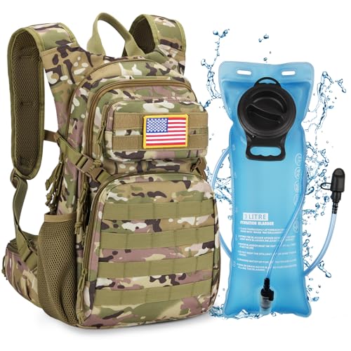 CVLIFE Tactical Hydration Backpack 3L, Lightweight Water Bag Hydration Pack, Hiking Backpack with Water Bladder for Men Women, Heavy Duty Molle Water Backpack for Cycling, Running, Hunting