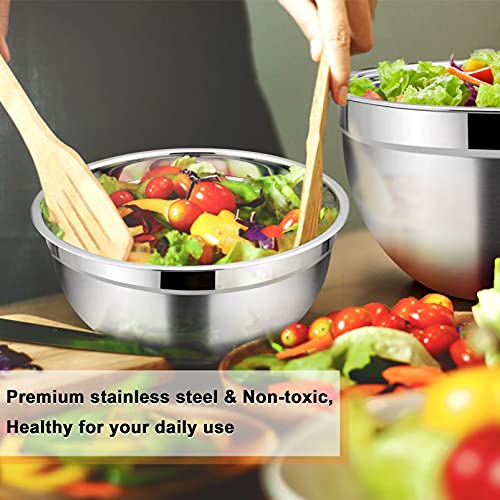 TeamFar Mixing Bowls 5-Piece Stainless Steel Nesting Set with Lids U24284
