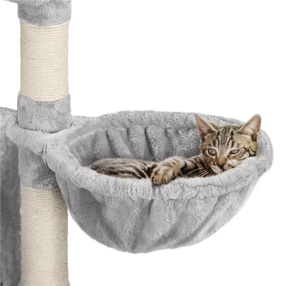Topeakmart 38" Cat Tree with Condo Perch Basket Scratchers, Light Gray I7770