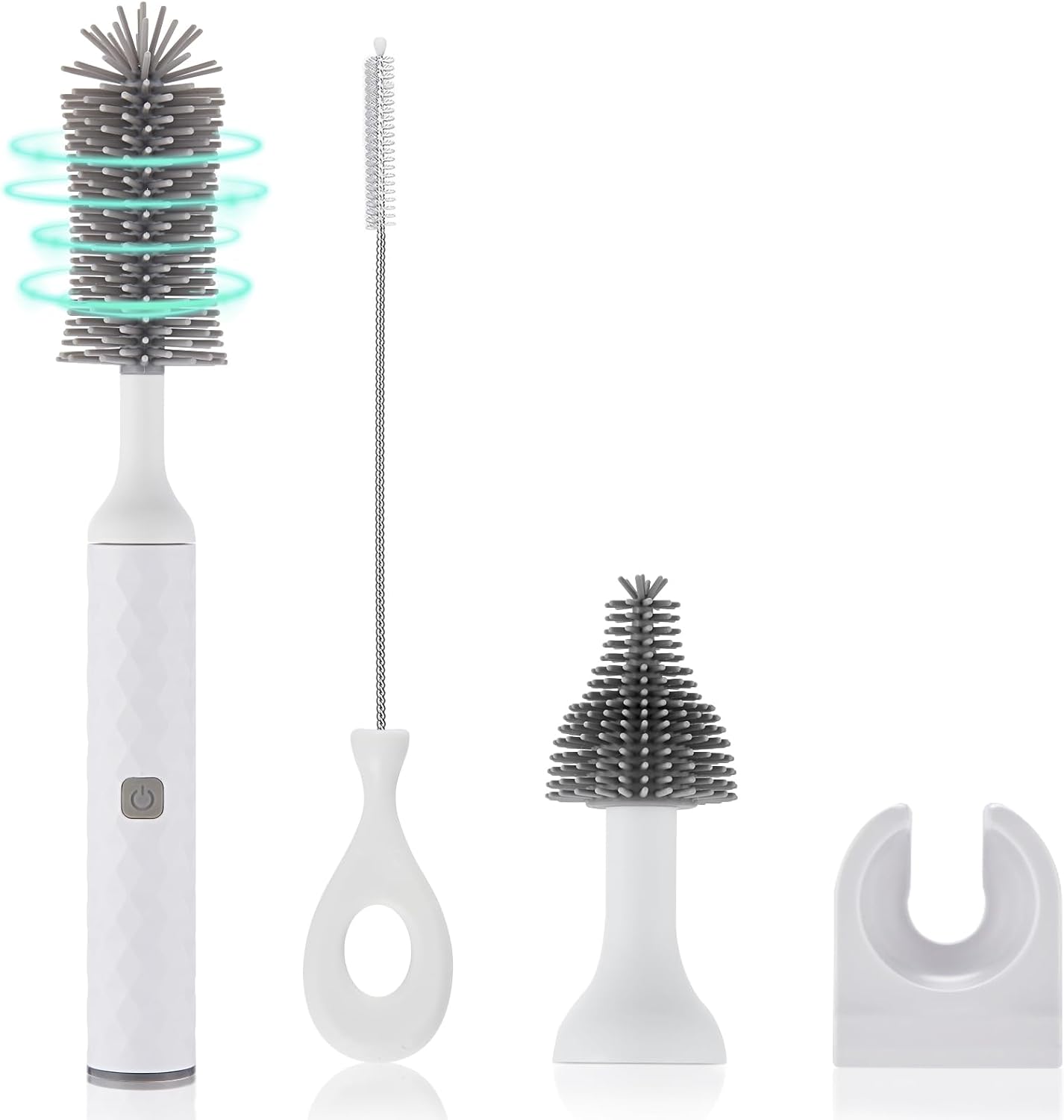 Electric Baby Bottle Brush Set, Multi-Purpose Cleaner Brushes,360°high-Speed Rotation Cleaning,1500mAh,Waterproof IPX65,Perfect Baby Bottle Brushes,White