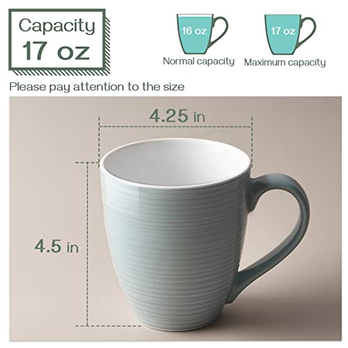 DOWAN Coffee Mugs Set of 6, 17 Oz Ceramic Cups with Handle, White W20665