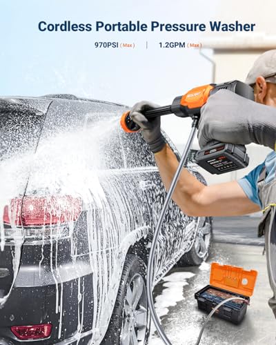 SEALIGHT Cordless Pressure Washer 970PSI Portable Handheld Cleaner N39476