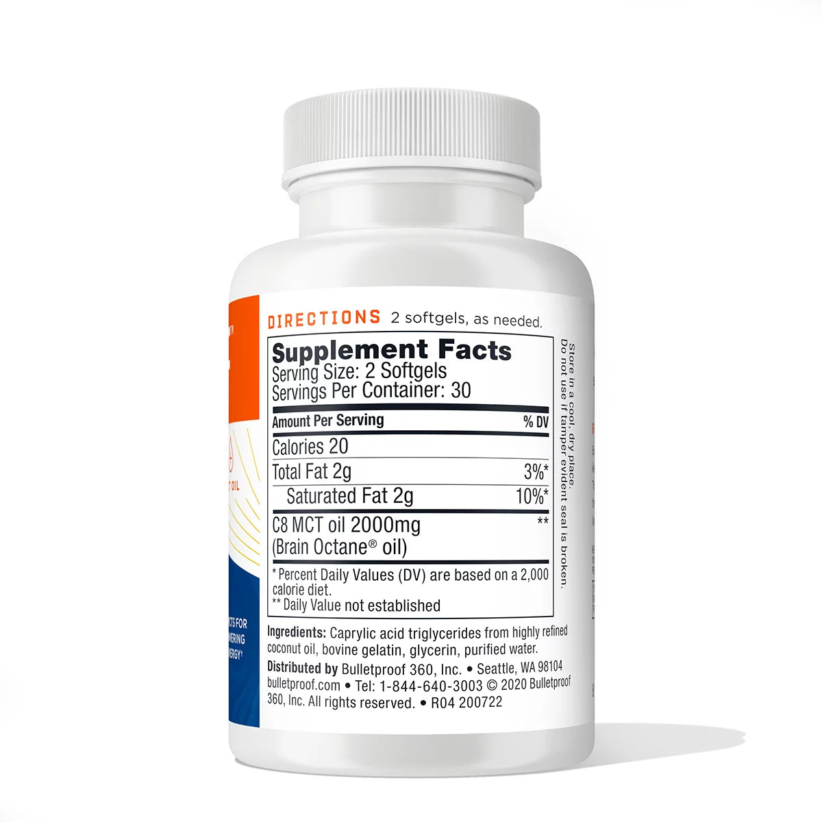 Brain Octane C8 MCT Oil 2000mg Caprylic Acid Triglycerides, 60 Softgels Q21227