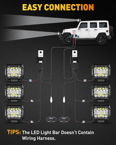 NAOEVO 4 inch LED Pod Lights, 240W, Spot Flood Combo, for Truck ATV UTV Jeep, 4 Pcs P110649