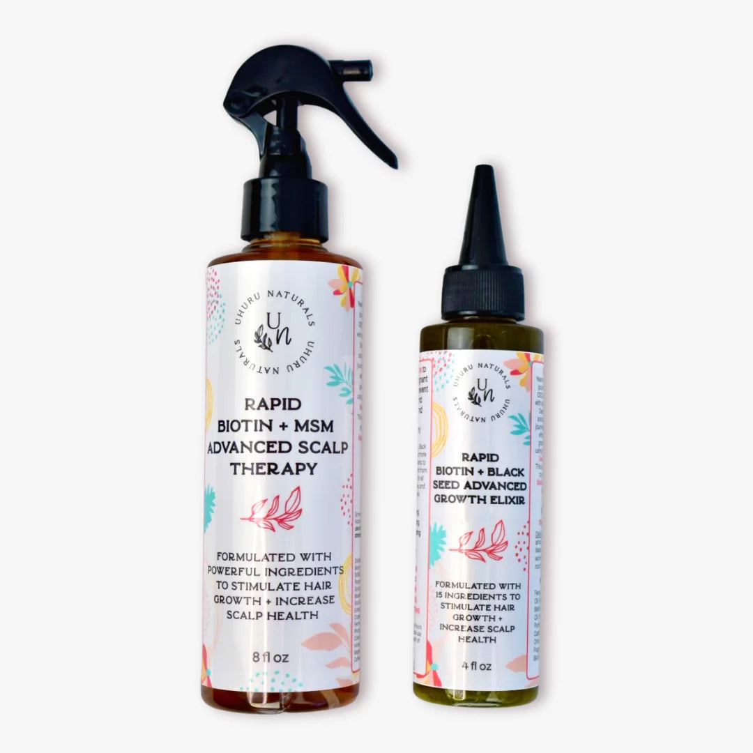 Rapid Biotin Hair Growth Bundle | 100% Natural Hair Growth Spray and Hair Growth Oil to Overcome stagnant hair length for good, stimulate hair growth, get fuller and thicker hair, prevent shedding, in