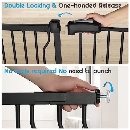 37.4" Extra Tall Baby Gate for Stairs Doorways with Door, Black B615346