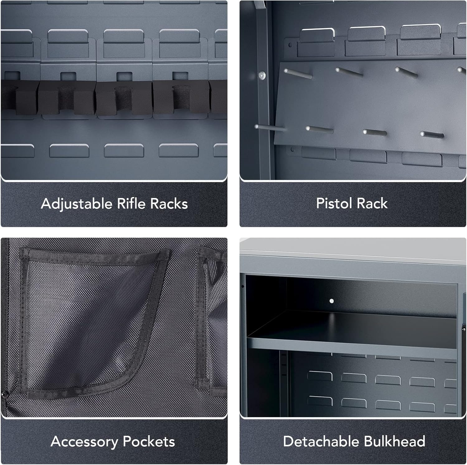 HIRAM Large Gun Safe for Rifles and Pistols, Biometric Fingerprint Lock, 6 Long Guns 12 Handguns D6547