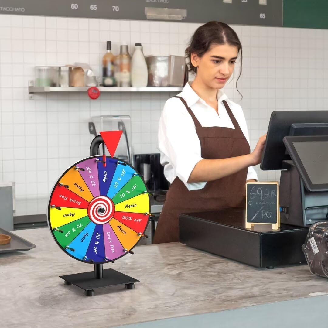 12-inch Spinning Prize Wheel with Heavy Duty Base, 14 Slots Tabletop Spinner F81030