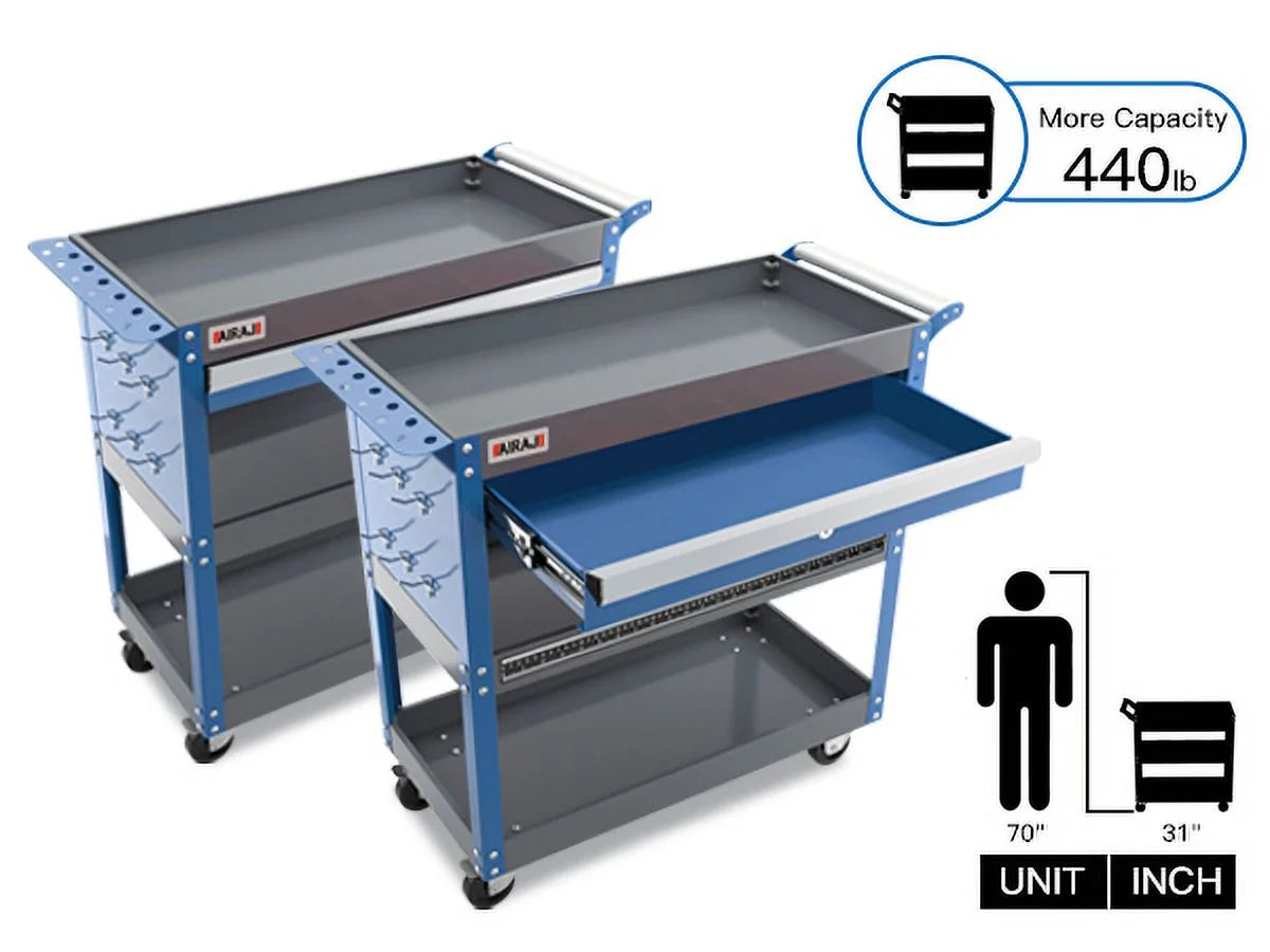 AIRAJ Tool Trolley with Ergonomic Handles and Rubber Brake Wheels M137