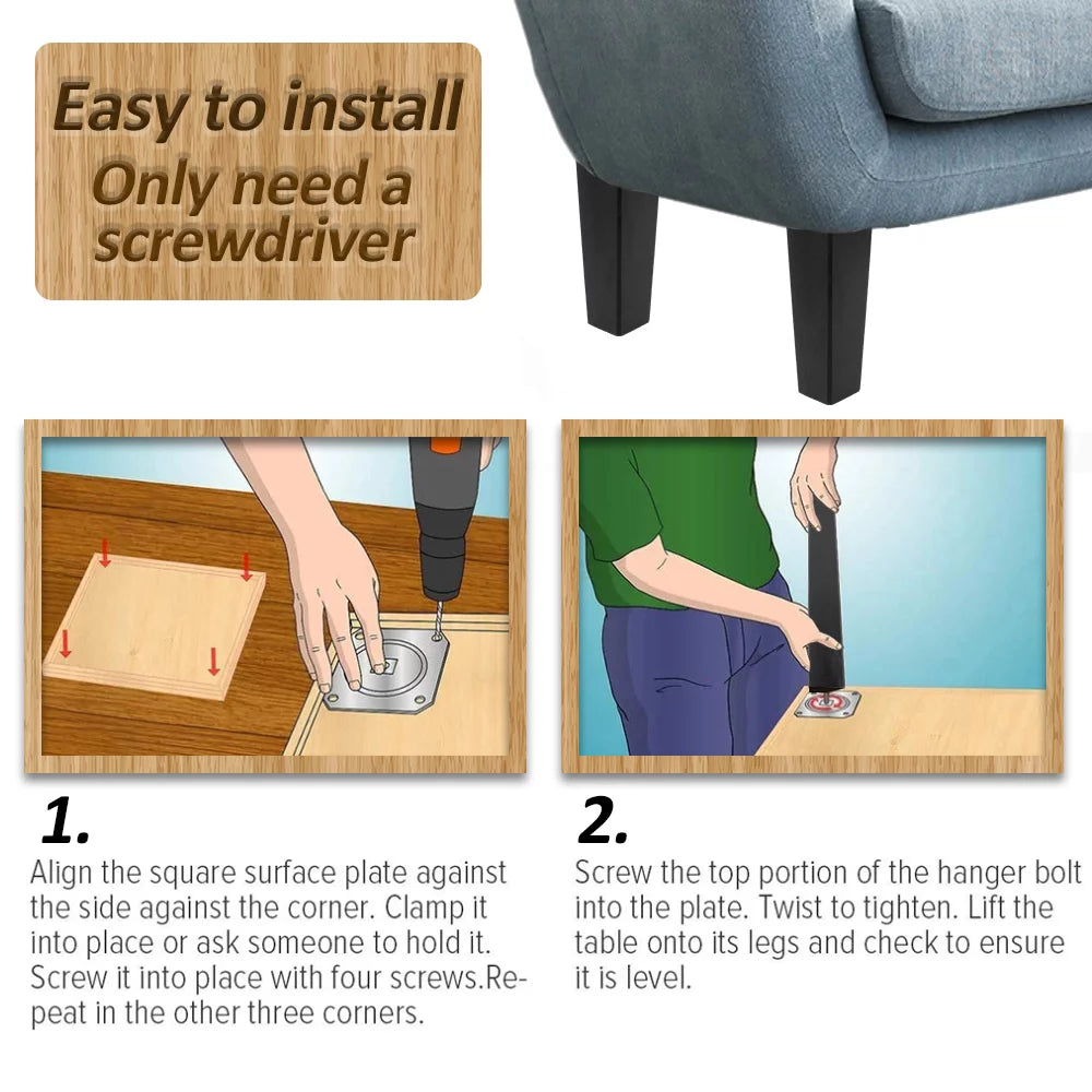 Willstar Height Sofa Legs Set of 4 Solid Wood Replacement Furniture Legs A925692