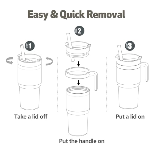 Tumbler Handle for Stanley 14oz Quencher H2.0 Flowstate, Pack of 2, Anti Slip, Cream T282668