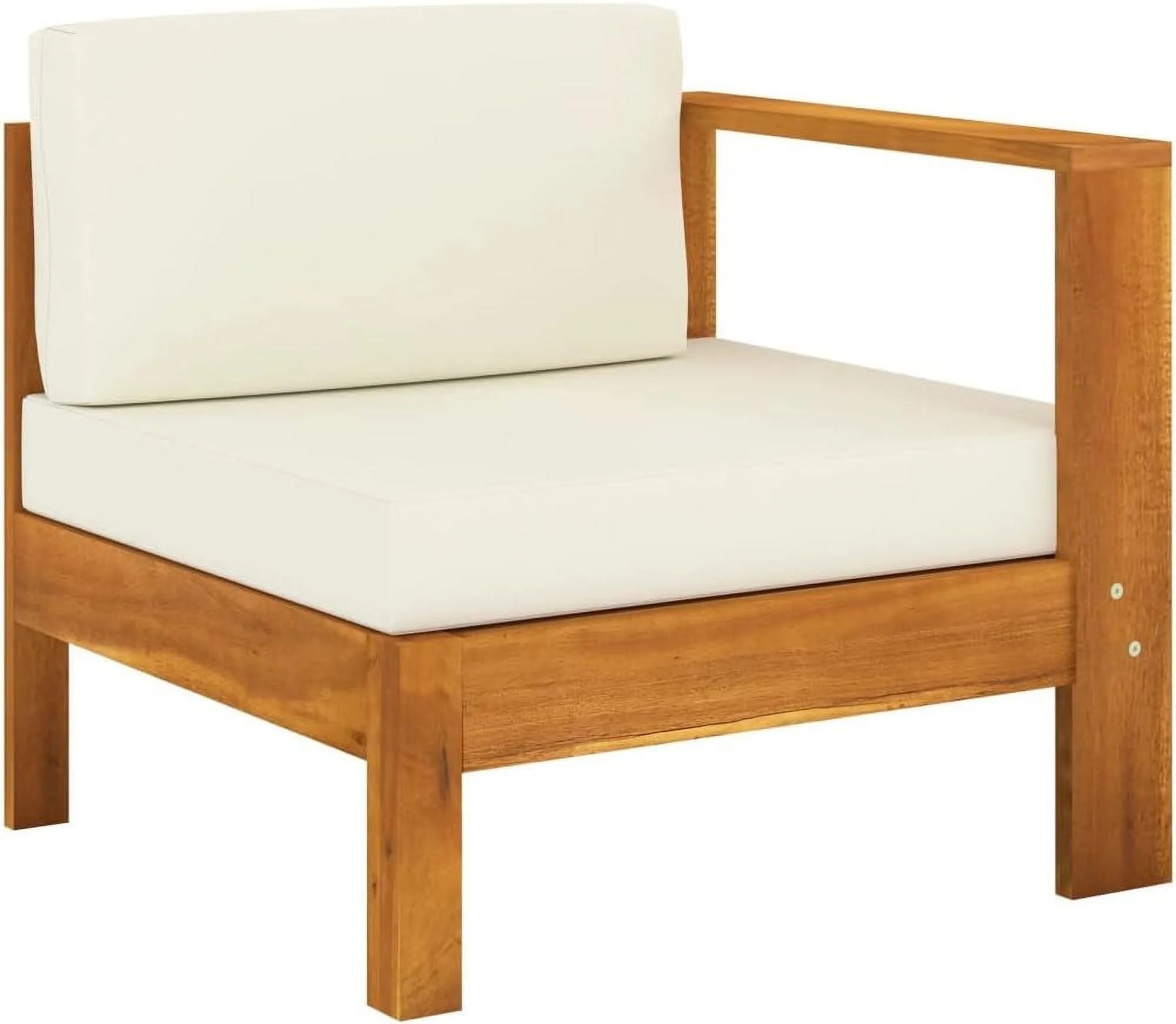 6 Piece Patio Lounge Set with Cream White Cushions Acacia Wood Outdoor Table U381