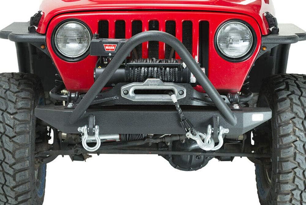 Fishbone Offroad Jeep TJ Front Bumper W/Stinger 97-06 Wrangler TJ Rubicon and Unlimited Steel Black Textured Powdercoat Piranha Series