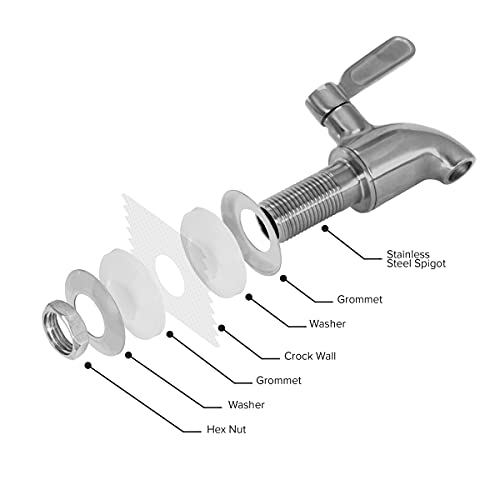 Geo Sports Porcelain Ceramic Crock Water Dispenser with Stainless Steel Faucet M271297